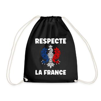 Respect France Trikolore Adler - Turnbeutel - Schwarz - Vorne