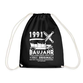 1991 Jahrgang Geburtstag Baujahr Geboren - Turnbeutel - Schwarz - Vorne