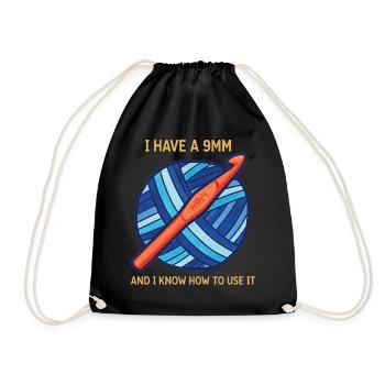 Tricote pour amateurs de crochet J’ai un 9mm et je le connais - Sac de sport léger - noir - Devant