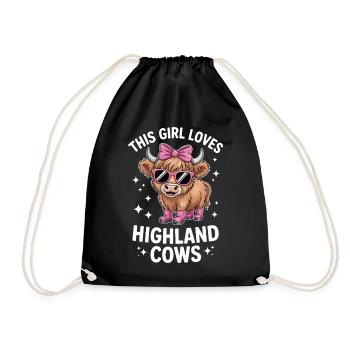 Hochlandrind Sprüche Lustige Hochlandrind Geschenk - Turnbeutel - Schwarz - Vorne