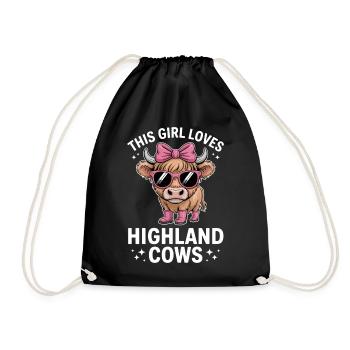 Hochlandrind Sprüche Lustige Hochlandrind Geschenk - Turnbeutel - Schwarz - Vorne