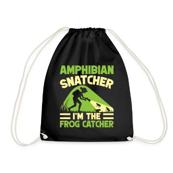 Frog Catcher Amphibian Snatcher Frog - Drawstring Bag - black - Front