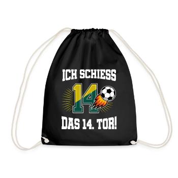 Ich Schiess 14. Tor Lustig 14. Geburtstag Fußball - Turnbeutel - Schwarz - Vorne
