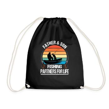 Father & Son Fishing Partners for Life Outfit - Drawstring Bag - black - Front