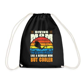 Diving Mom Outfit Funny Diver Gift - Drawstring Bag - black - Front