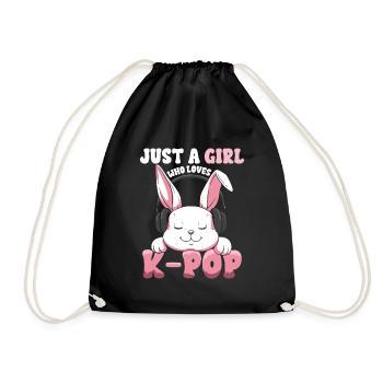 K-Pop Bunny  mit Kopfhörern - Turnbeutel - Schwarz - Vorne