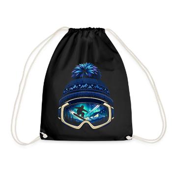 Cute Apres Ski Sayings Funny Skier Gift - Drawstring Bag - black - Front