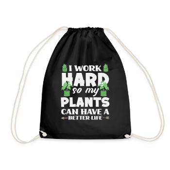 Work Hard Plant Lover Gerdener Gardening - Turnbeutel - Schwarz - Vorne