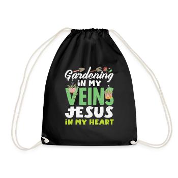 Gartenarbeit Meine Venen Jesus Pflanzenliebhaber - Turnbeutel - Schwarz - Vorne