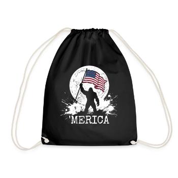 America Bigfoot Moon Funny Bigfoot for Men z - Drawstring Bag - black - Front