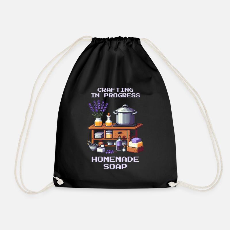Soap in the Works | Make your own soap - Drawstring Bag - black