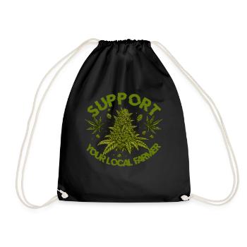 Support Your Local Farmer - Cannabis Blüte Outfit - Turnbeutel - Schwarz - Vorne