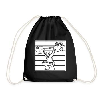 Powerlifting Bodybuilder Weightlifter Gym - Drawstring Bag - black - Front