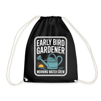 Early Bird Gardener Morning Water Crew - Drawstring Bag - black - Front