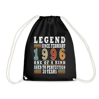 February 1996 Jubilee 1996 Legends February - Drawstring Bag - black - Front