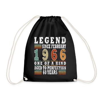 February 1966 Jubilee 1966 Legends February - Drawstring Bag - black - Front