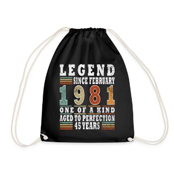 February 1981 Jubilee 1981 Legends February - Drawstring Bag - black - Front