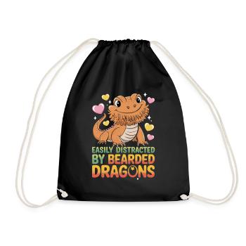  Easily Distracted By Bearded Dragons Lustiger - Turnbeutel - Schwarz - Vorne