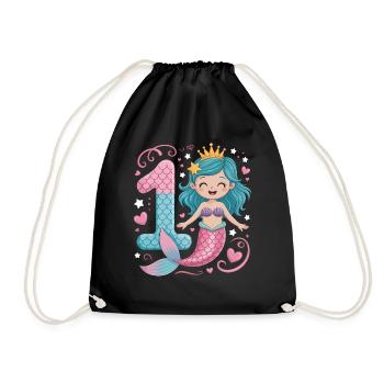 Sirène 1er anniversaire 1 année - Sac de sport léger - noir - Devant