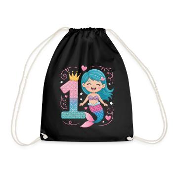 Sirène 1er anniversaire 1 année - Sac de sport léger - noir - Devant