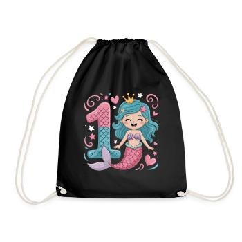 Sirène 1er anniversaire 1 année - Sac de sport léger - noir - Devant