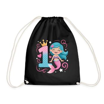 Sirène 1er anniversaire 1 année - Sac de sport léger - noir - Devant