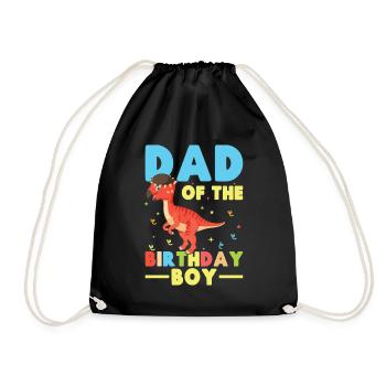  Pachycephalosaurus Dad Birthday Boy - Drawstring Bag - black - Front