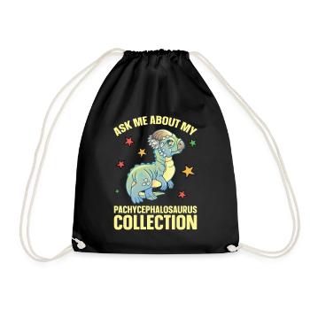 Pachycephalosaurus Stuffed Animal Plush Dinosaur - Drawstring Bag - black - Front