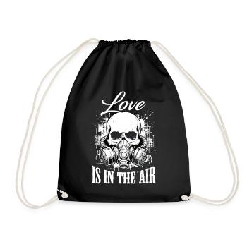 Love is in the Air – Grunge Gas Mask Design - Drawstring Bag - black - Front