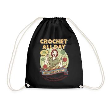 Crochet Lover Crochet All Day Keep The Mental - Drawstring Bag - black - Front