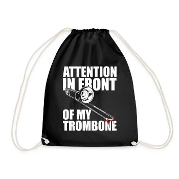 Attention Trombone Trombone Player Trombonist - Drawstring Bag - black - Front