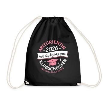 Abiturientin 2026 - Abitur - Klugscheißer Lizenz - Drawstring Bag - black - Front