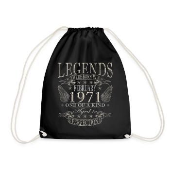Born in February 1971 vintage 1971 Birthday - Drawstring Bag - black - Front