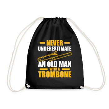 Vieil homme avec un tromboniste tromboniste - Sac de sport léger - noir - Devant