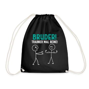 Stick Figure BROTHER TRAIN LEGS Funny - Drawstring Bag - black - Front