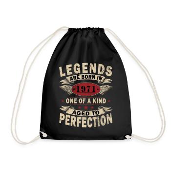1971 Vintage Born Vintage 1971 Birthday 1971 - Drawstring Bag - black - Front