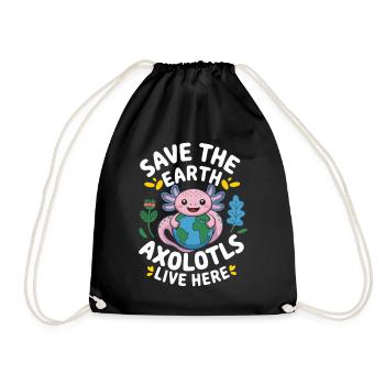 Axolotl Save The Earth - Drawstring Bag - black - Front