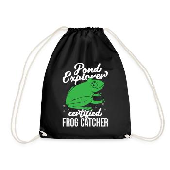 Frog Catcher Pond Explorer Certified Frog - Drawstring Bag - black - Front