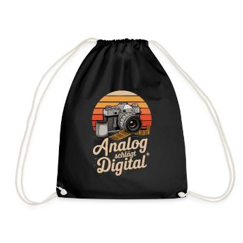  Analog Schlägt Digital Retro Kamera Fotografie - Turnbeutel - Schwarz - Vorne