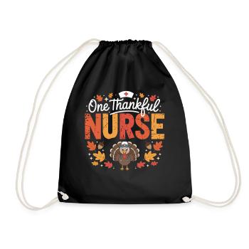 Grateful caregiver turkey - Drawstring Bag - black - Front