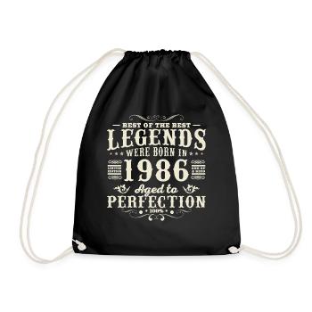 1986 Vintage Retro Geburtstagsgeschenk - Turnbeutel - Schwarz - Vorne