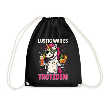 Lustig war es trotzdem Einhorn Party - Turnbeutel - Schwarz - Vorne