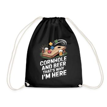Cornhole And Beer  - Drawstring Bag - black - Front