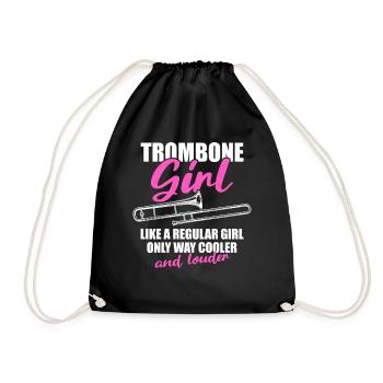 Trombone Girl Trombone Player Trombonist - Drawstring Bag - black - Front
