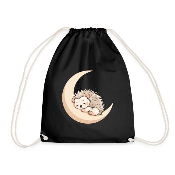 Moon Sleep Hedgehog - Drawstring Bag - black - Front