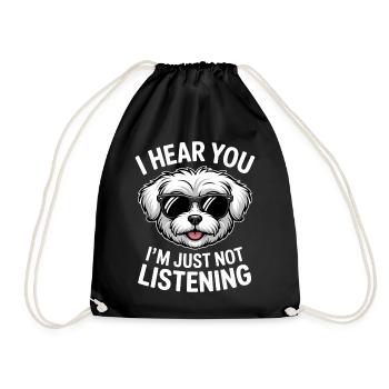 Maltese Sayings Dogs Funny Maltese Gift - Drawstring Bag - black - Front