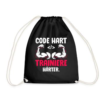 Coder CODE HART TRAINIERE HÄRTER Lustiges - Turnbeutel - Schwarz - Vorne