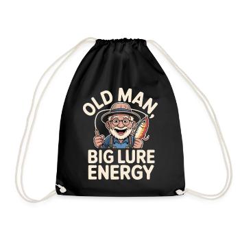 Old Man Big Lure Energy Lustiger Angler Opa - Turnbeutel - Schwarz - Vorne