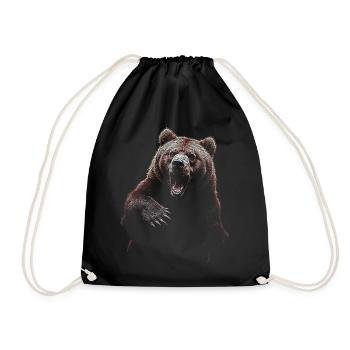 Grizzly Bear Hiking Camping Vintage Brown Bear - Drawstring Bag - black - Front
