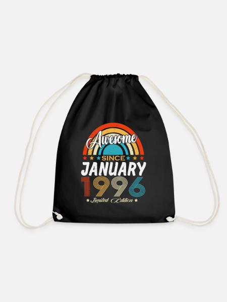 Vintage-Januar-1996-Jahrgang-Retro-Geburtstag - Turnbeutel - Schwarz